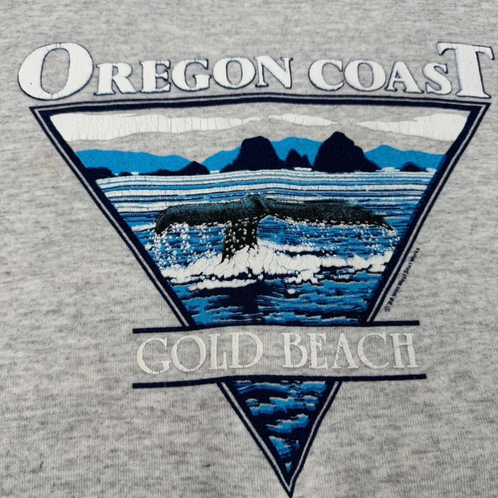 Vintage Oregon Coast Gold Beach Crewneck Sweatshirt Jerzees XL Heather Gray 80's